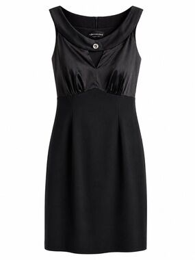 Connected Apparel Black Cocktail Dress Size 10 Sleeveless Satin Detail Midi